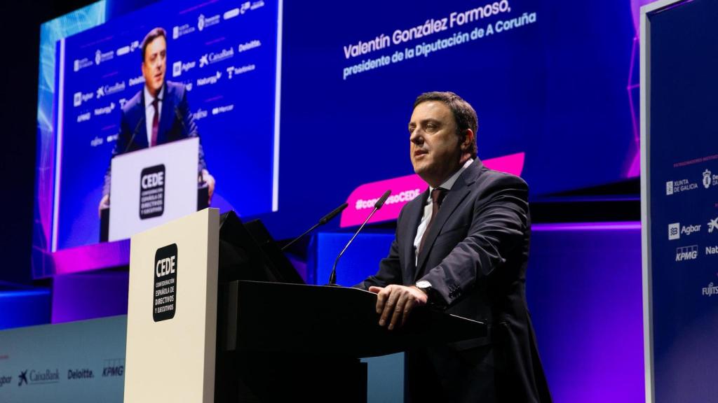 El presidente de la Diputación de A Coruña, Valentín González-Formoso, en su intervención.