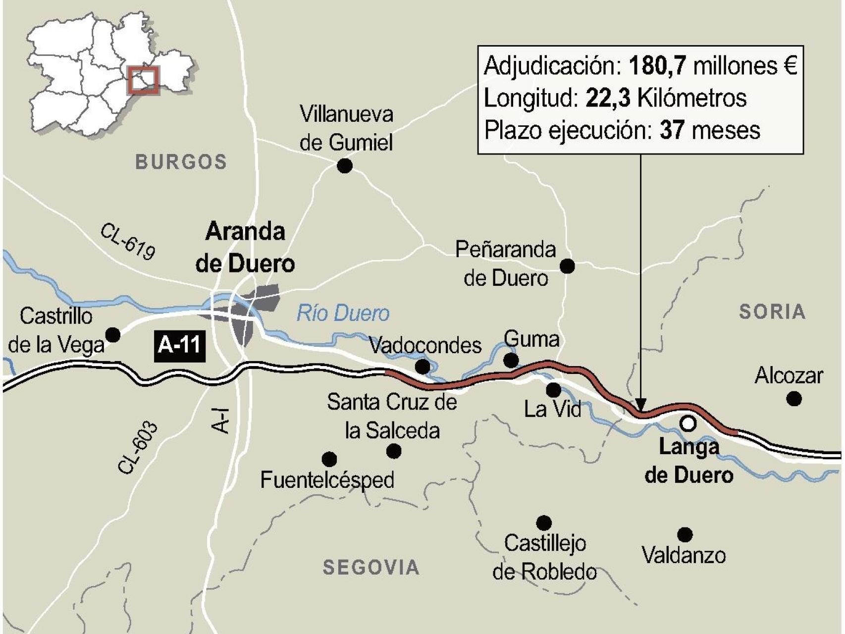 Tramo de la Autovía del Duero (A-11) entre Langa (Soria) y Aranda de Duero (Burgos)