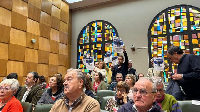 Los vecinos de Valdefierro en el pleno municipal de este jueves.