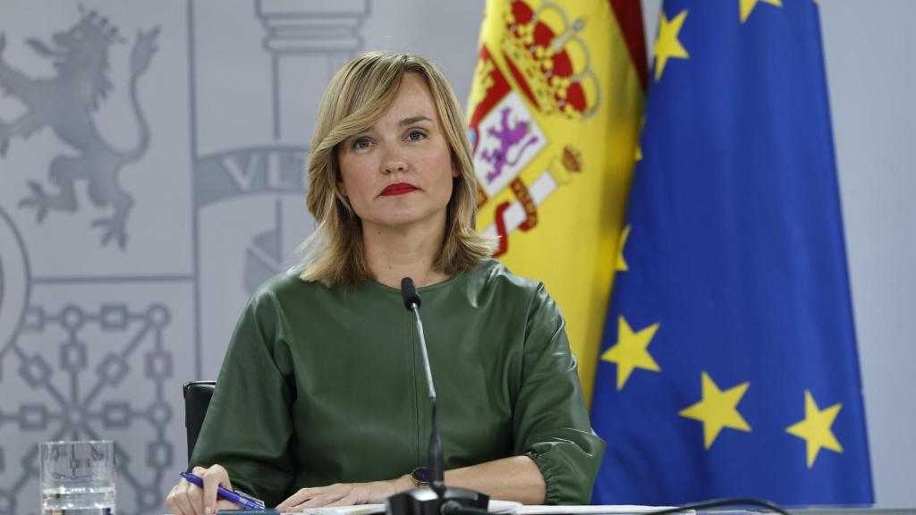 La ministra de Educación y portavoz del Gobierno, Pilar Alegría, durante la rueda de prensa posterior al Consejo de Ministros.