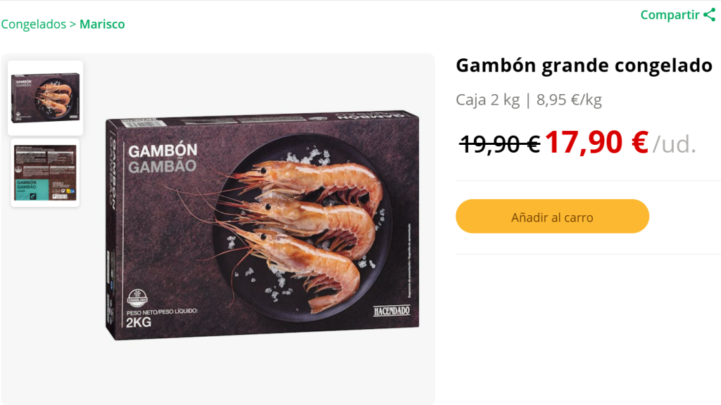 Gambón grande congelado.