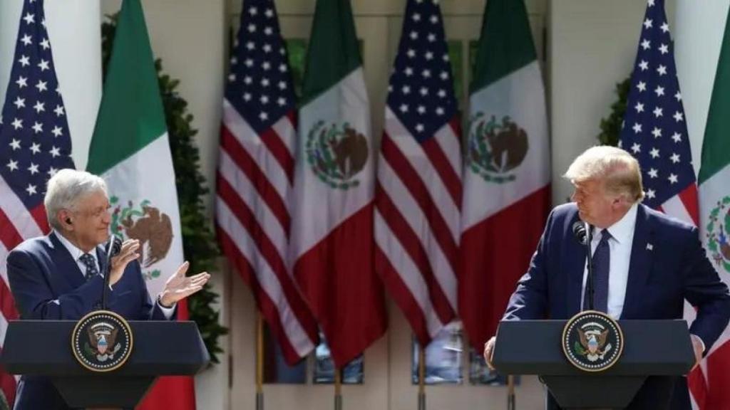 López Obrador y Trump  en su primer encuentro personal en 2020.