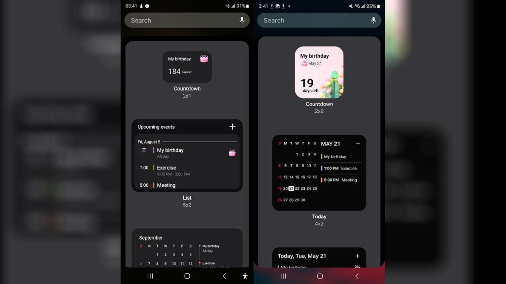 Los widgets de la app Calendario de One UI 7