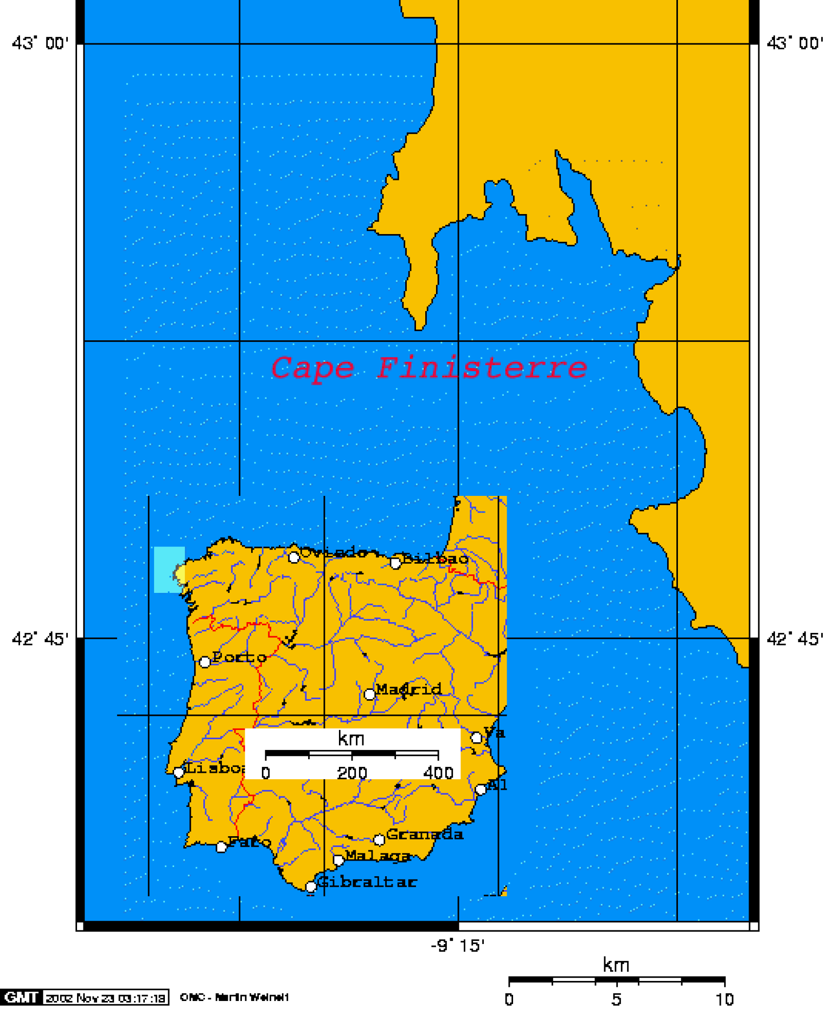 Emplazamiento de cabo Finisterre. https://es.wikipedia.org