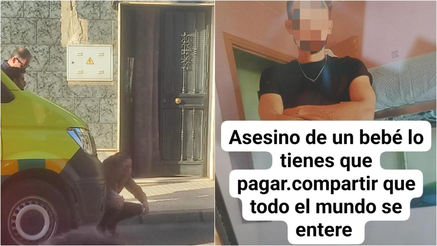 Beatriz, este jueves, sentada junto a una ambulancia, aparcada en la puerta de la casa de su padre donde su pareja sentimental, 'El Pakillo', supuestamente asfixió a uno de sus hijos de 2 años.