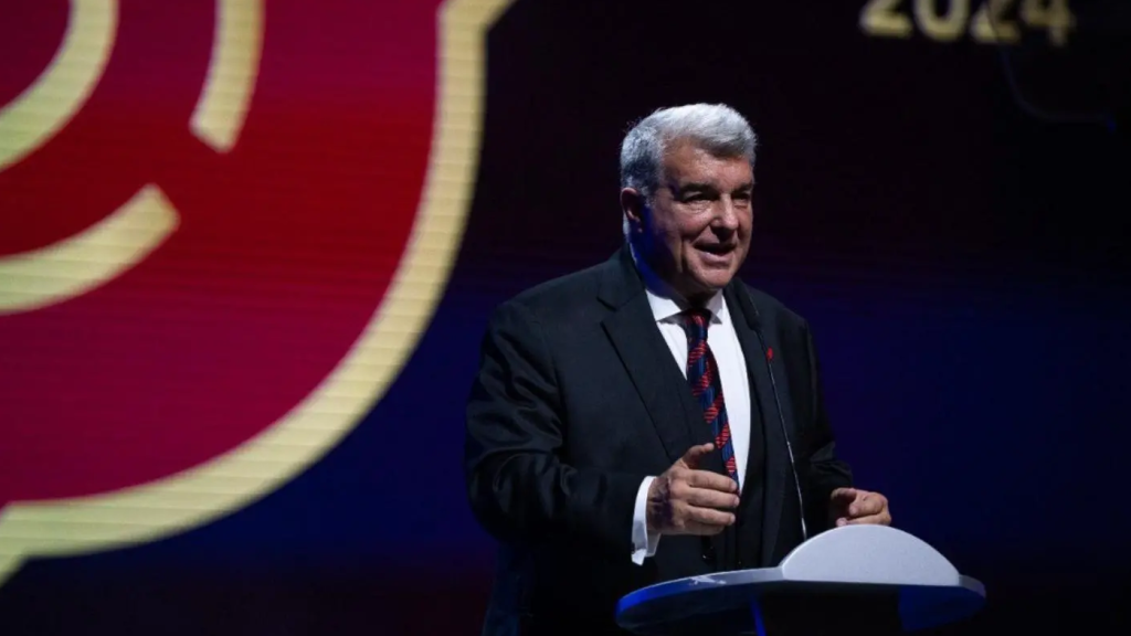 Joan Laporta, durante su discurso en la gala del 125 aniversario del Barça