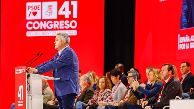 El secretario de Organización del PSOE, Santos Cerdán, este sábado en el congreso federal de Sevilla.