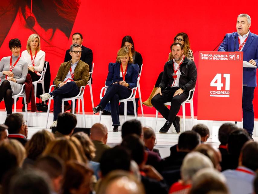 Santos Cerdán, durante su discurso en el Congreso federal de Sevilla.