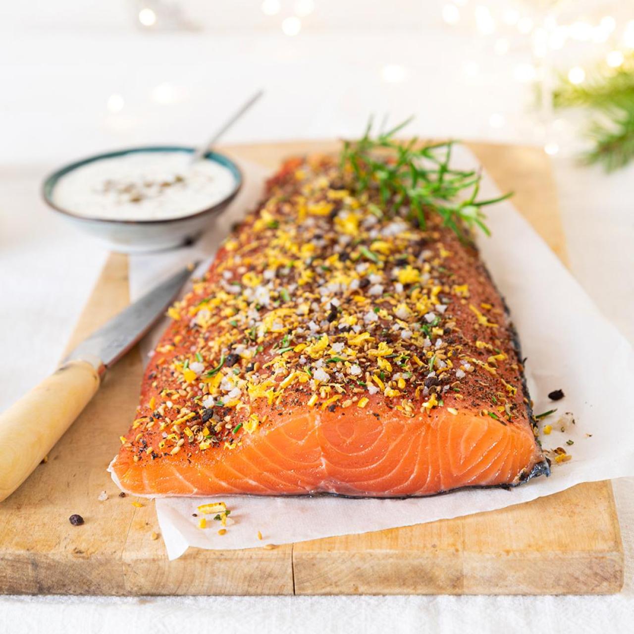 Salmón gravlax.