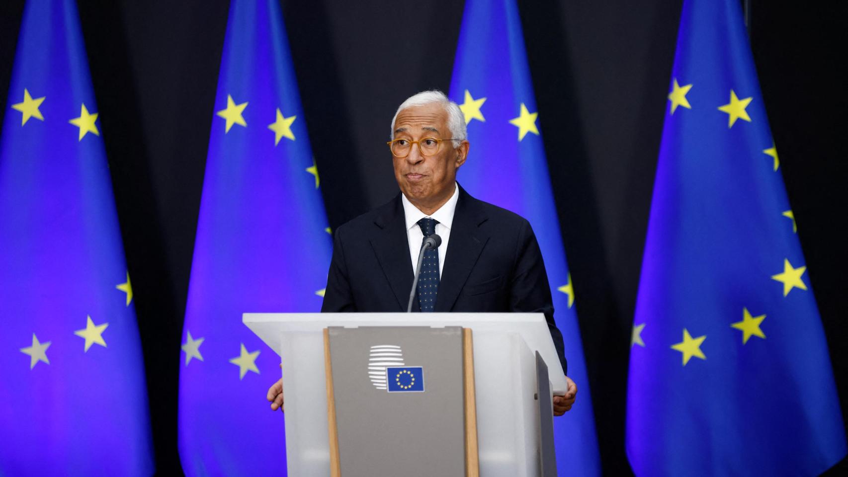 António Costa, durante la ceremonia de entrega de la presidencia del Consejo Europeo por parte del presidente saliente, Charles Michel.