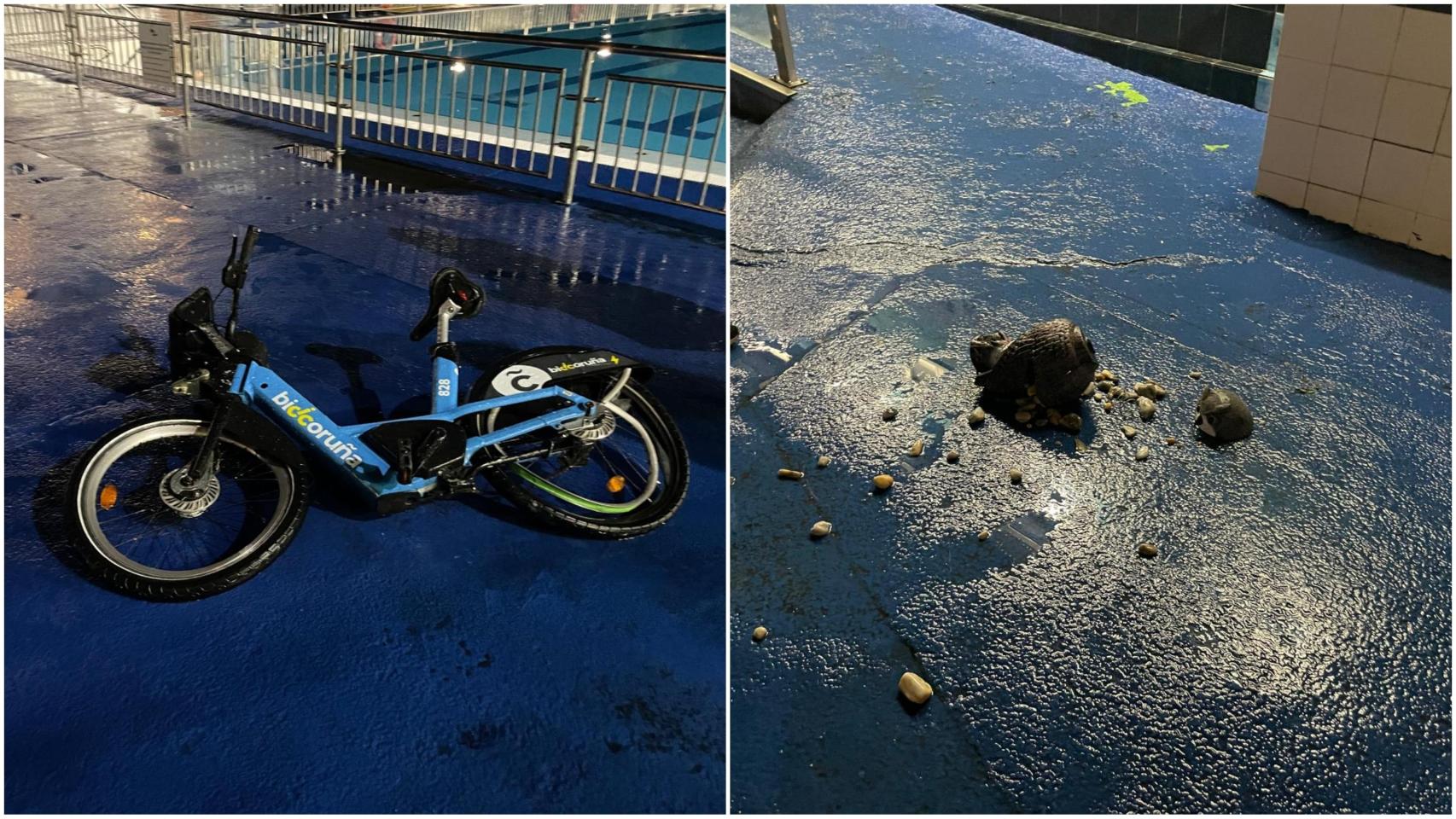 Lanzan una bicicleta desde el Paseo Marítimo de A Coruña al Club del Mar.