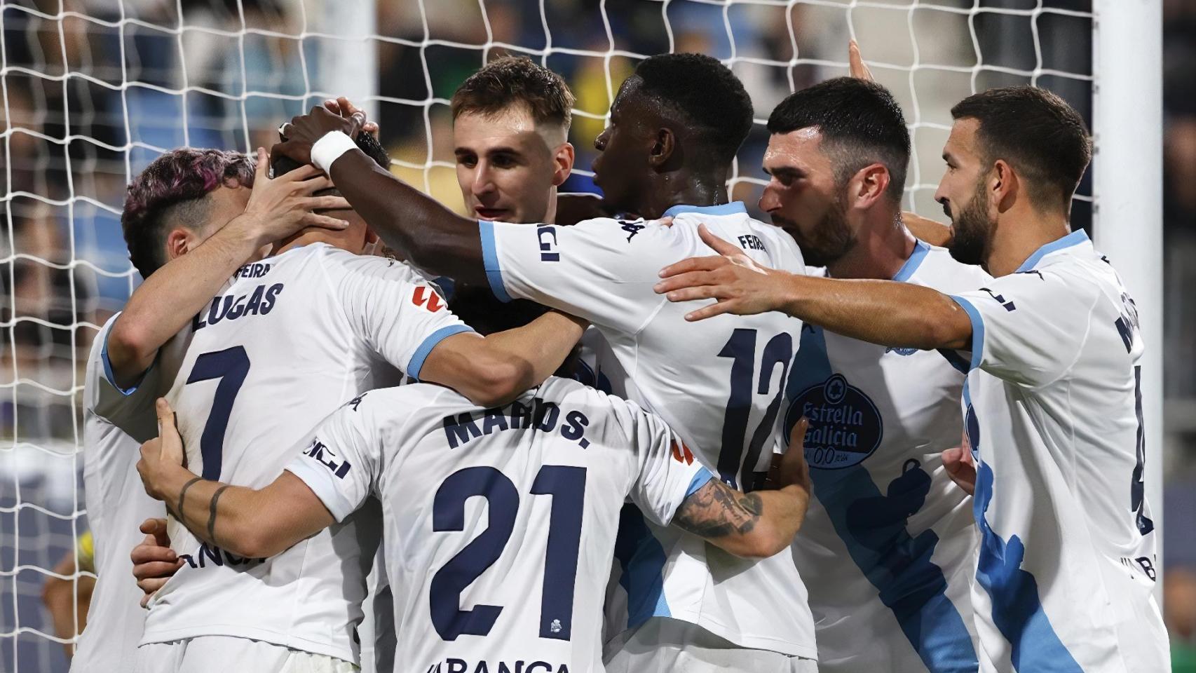 Foto de equipo del Deportivo en el partido frente al Cádiz