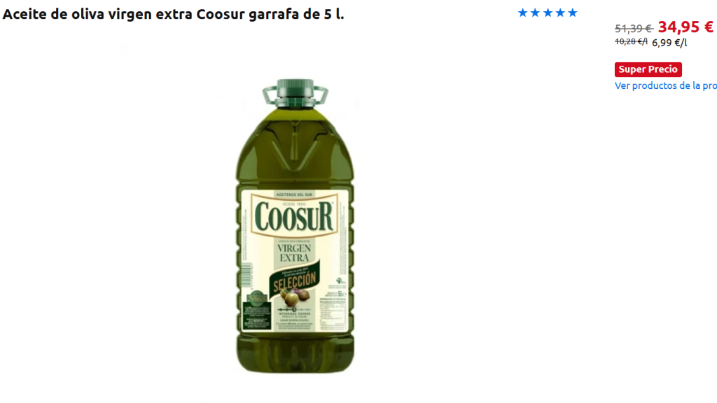 Aceite de oliva virgen extra Coosur.