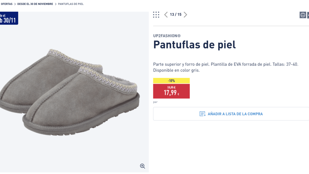 Pantuflas de piel.