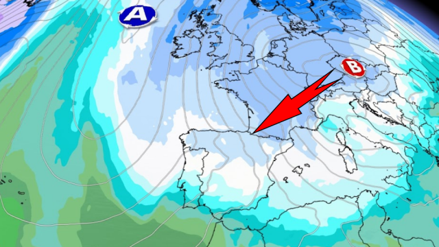 La masa de aire frío con origen polar que llega a España el segundo fin de semana de diciembre.