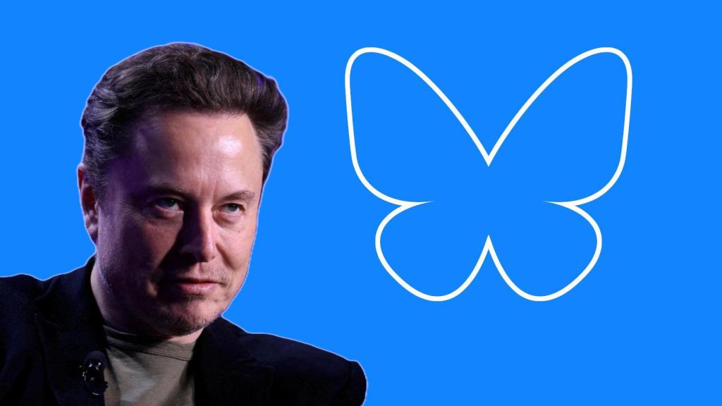 Elon Musk en una imagen de archivo con el icono de Bluesky