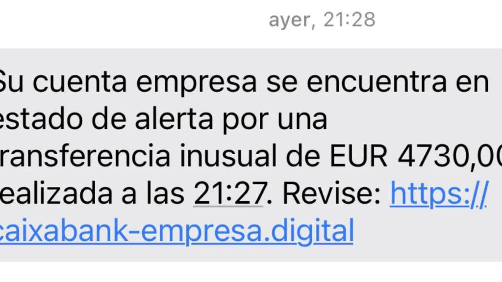 Mensaje de estafa por SMS