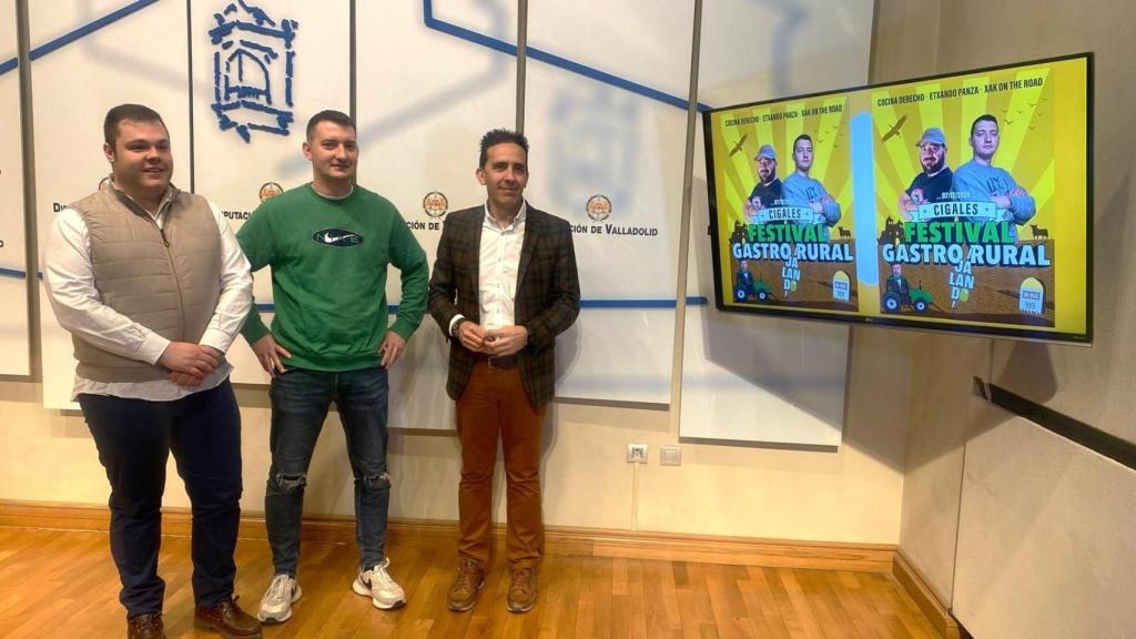 El alcalde de Cigales, Jaime Rodríguez, el influencer zamorano Engi Ignat, y el diputado Moisés Santana