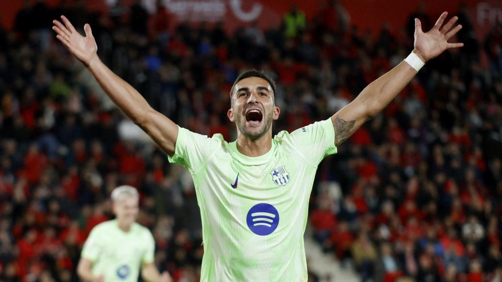 Ferran Torres celebra su gol contra el Mallorca.