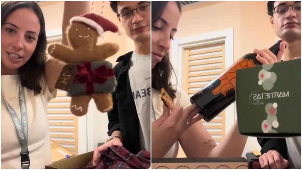 Unboxing de la cesta de Navidad de Inditex por una usuaria de TikTok.