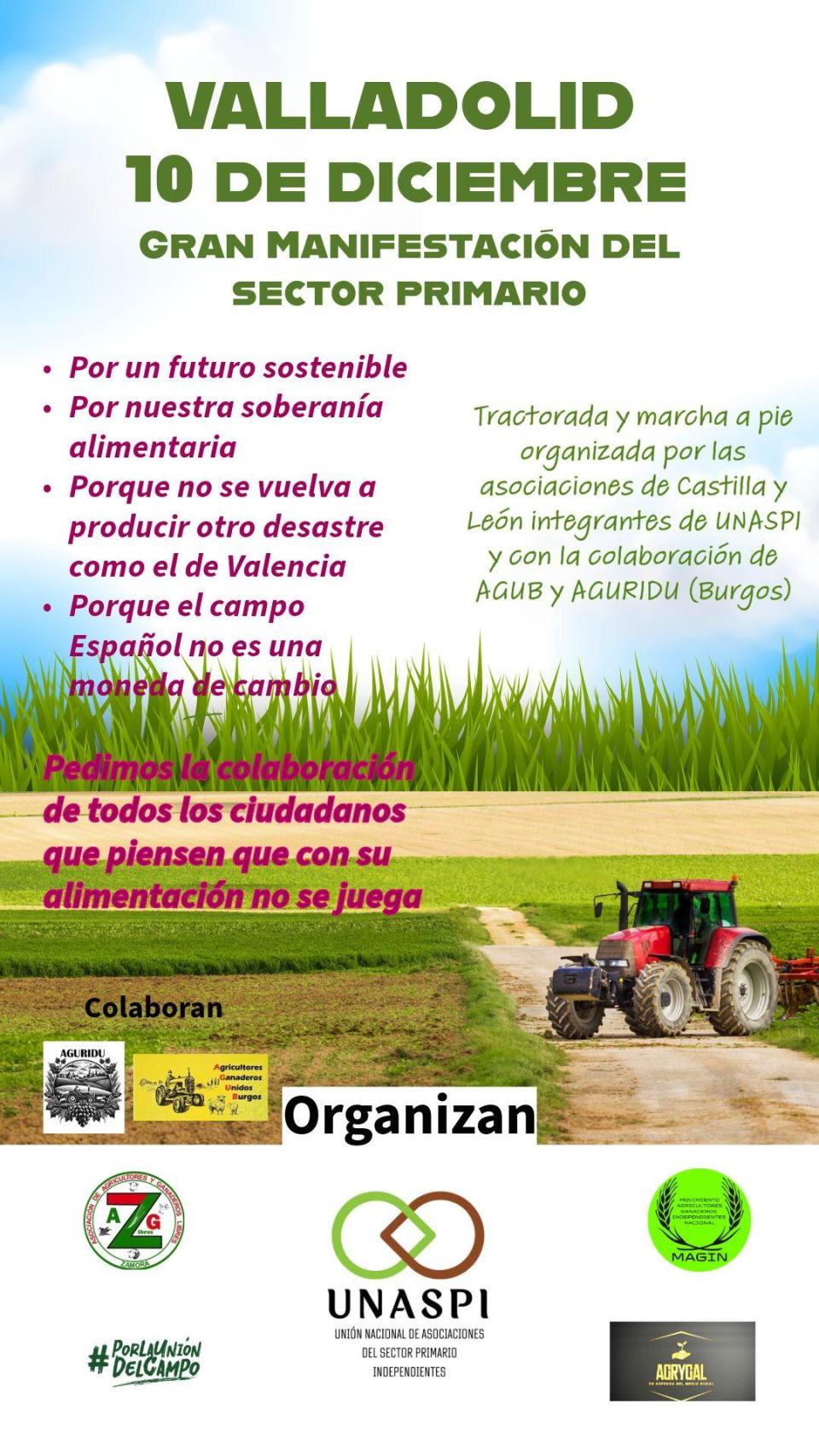 Tractorada el 10 de diciembre en Valladolid