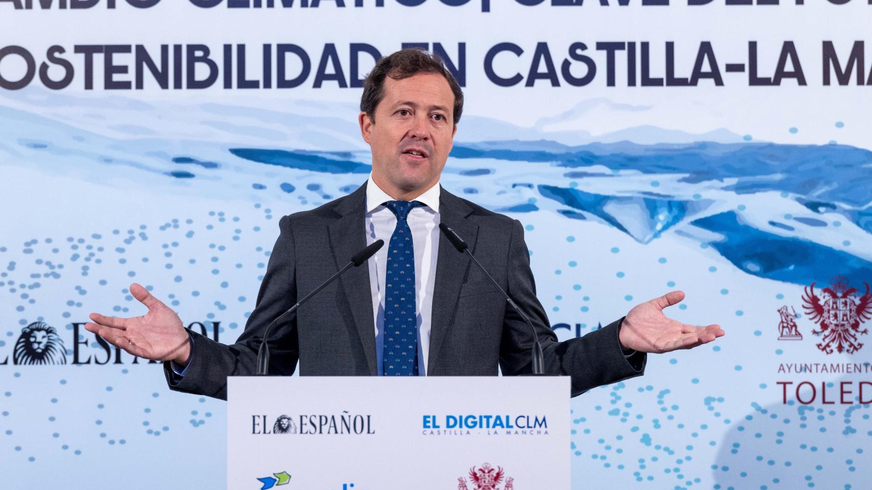 El alcalde de Toledo, Carlos Velázquez, ha participado en el foro El Cambio Climático, Clave del Futuro y la Sostenibilidad en Castilla-La Mancha', organizado por EL ESPAÑOL-EL DIGITAL CLM y Aqualia.