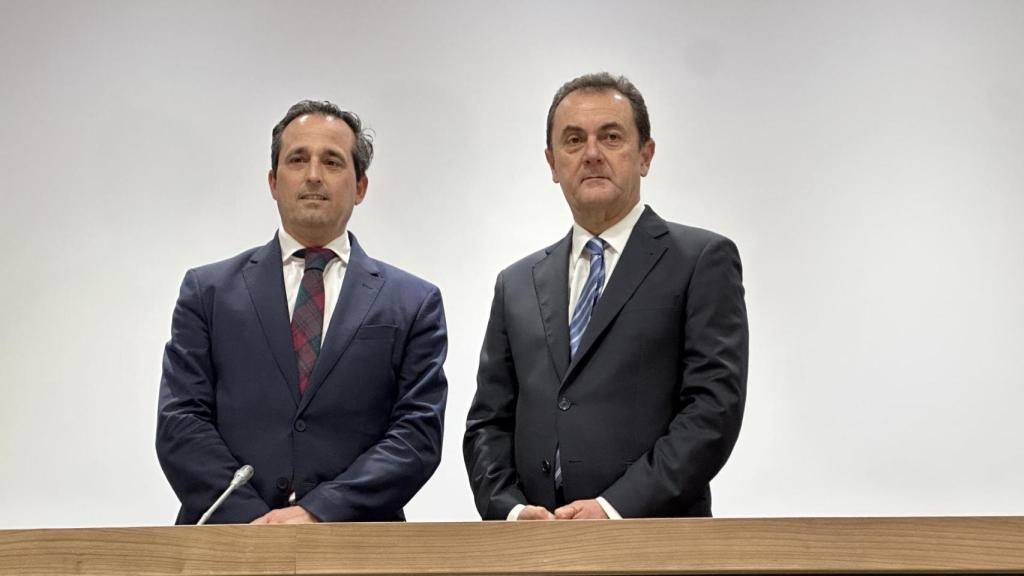 Kike Pérez, director general del Málaga CF, y José María Muñoz, administrador judicial.