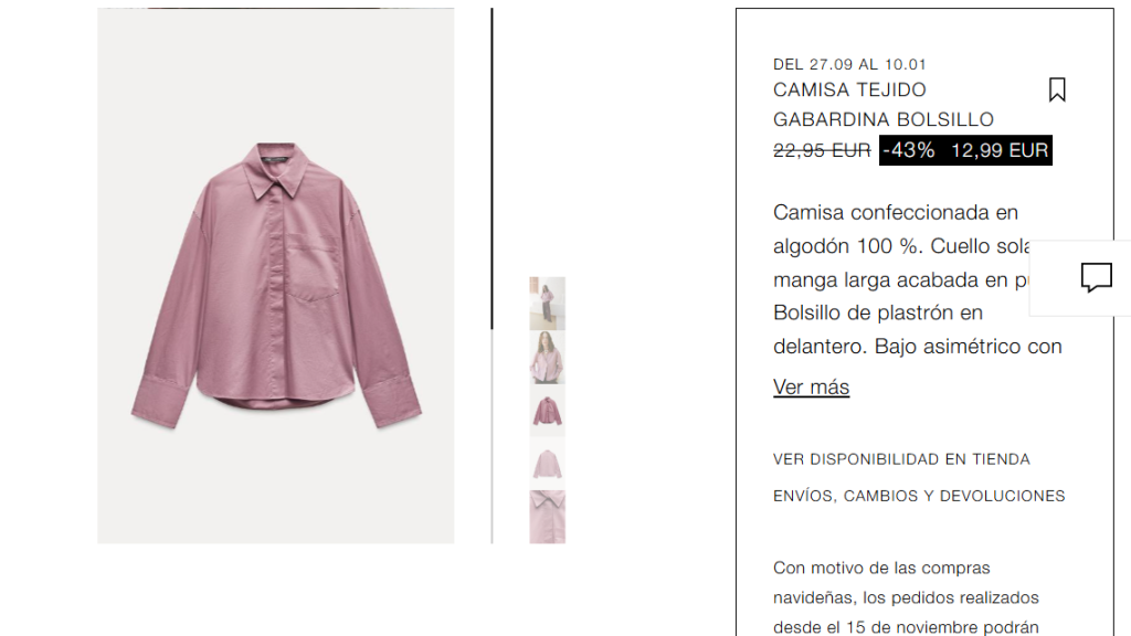 Camisa tejido gabardina. Ref. 7200/120/626