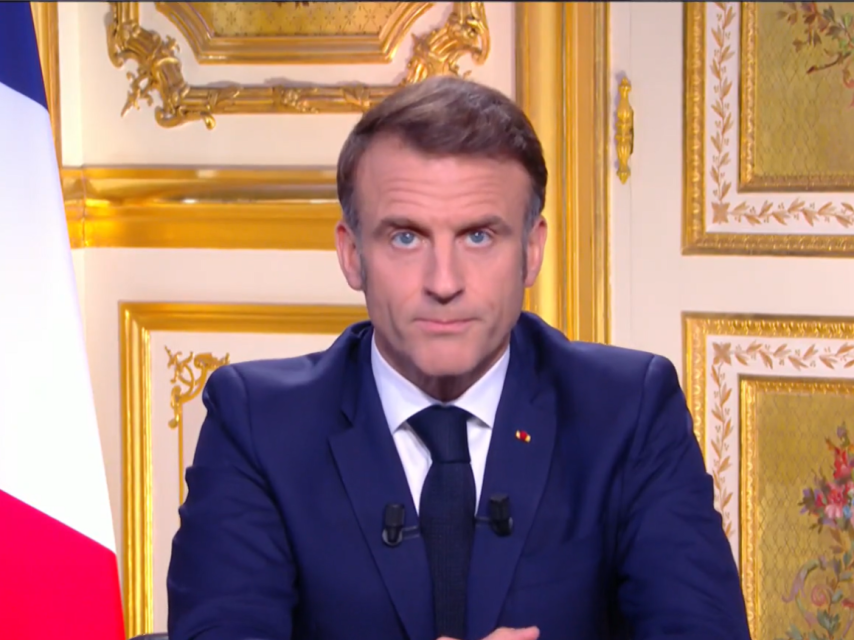 Emmanuel Macron durante su discurso a la nación.