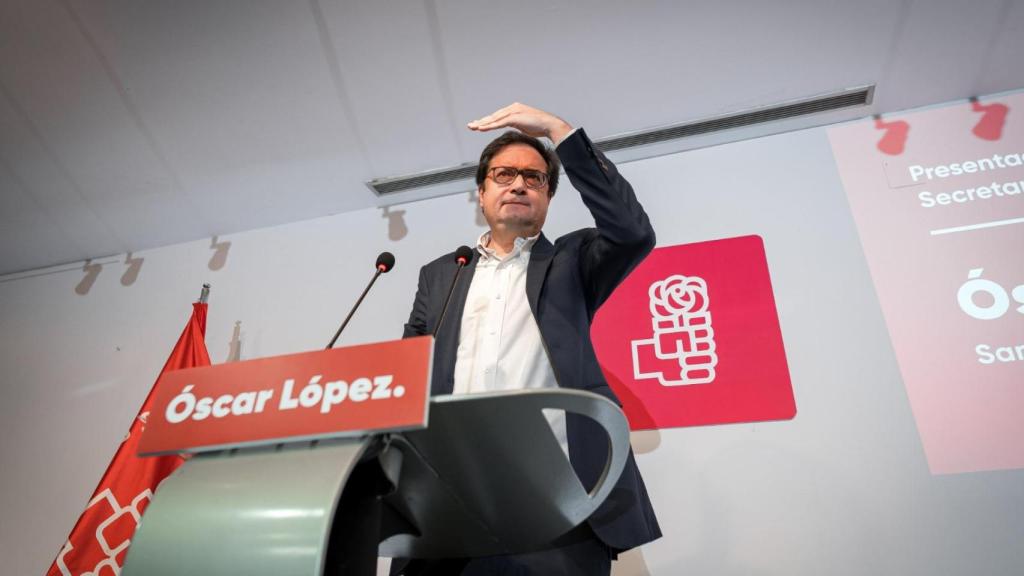 El ministro Óscar López, este jueves durante la presentación de su candidatura a secretario general del PSOE de Madrid.