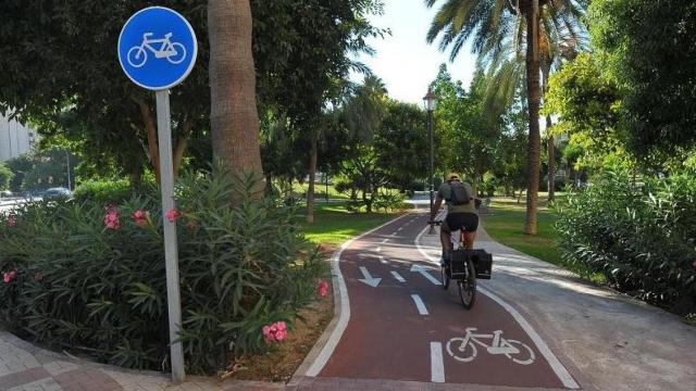 Un ciclista circula por uno de los carriles bici de Málaga.