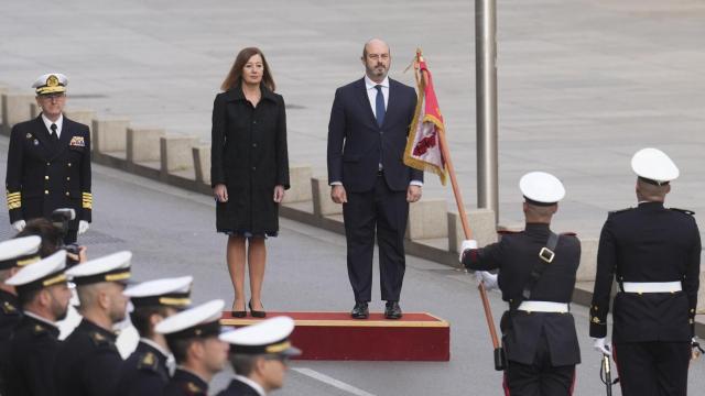 Los presidentes del Congreso y del Senado, Francina Armengol y Pedro Rollán, este viernes en los actos del Día de la Constitución.