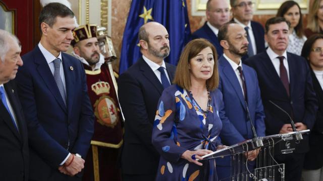 La presidenta del Congreso, Francina Armengol, este viernes durante la celebración del Día de la Constitución.