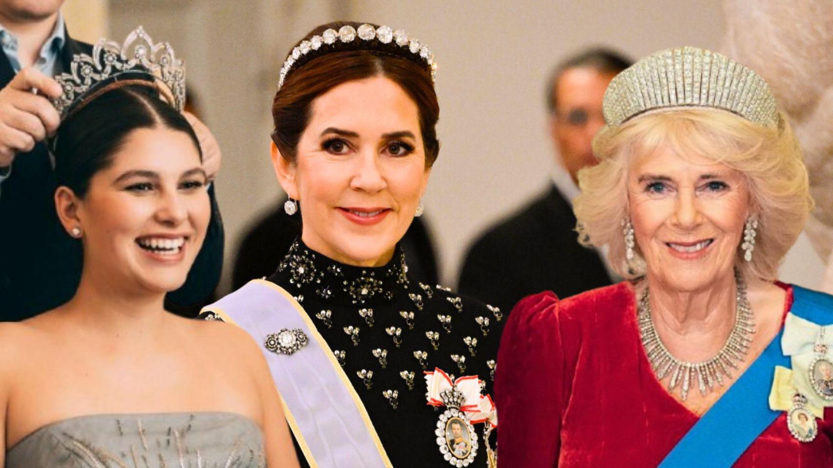 Eugenia de Borbón, Mary de Dinamarca y Camila de Inglaterra, en un montaje de Magas.