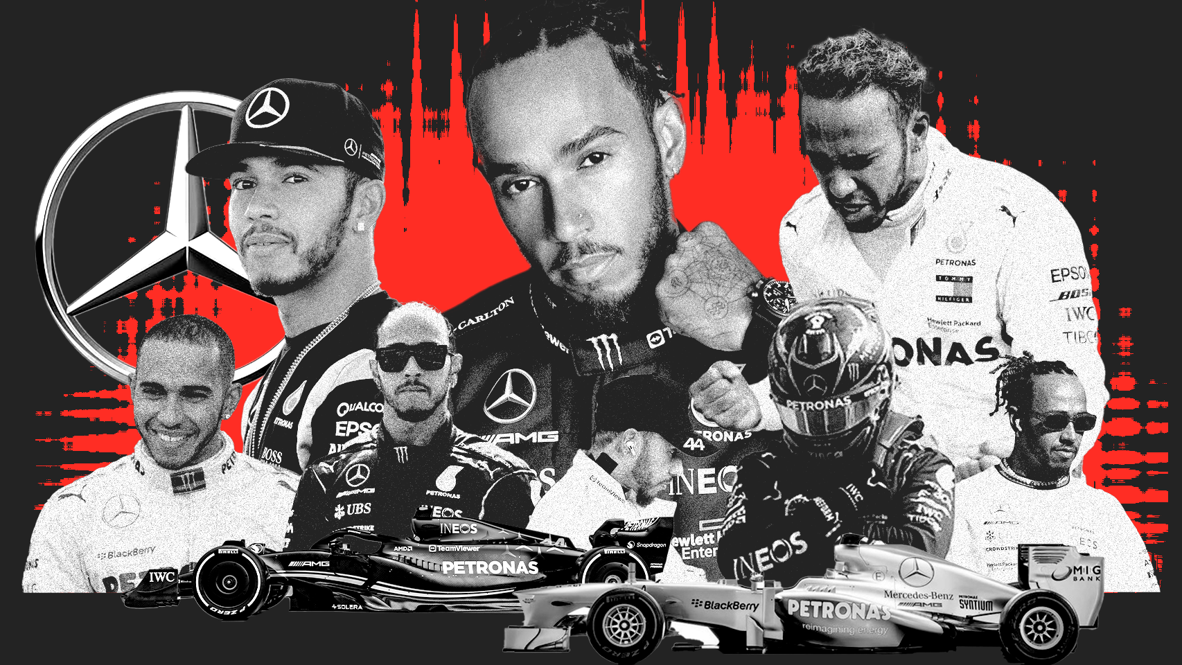 Fotomontaje de Lewis Hamilton