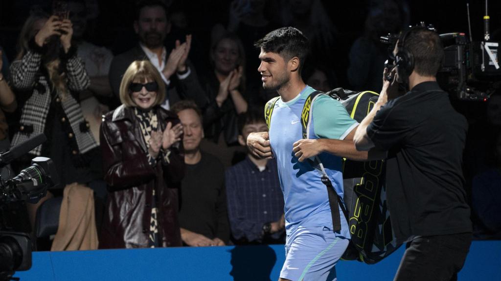 Carlos Alcaraz, antes de su partido frente a Tiafoe.