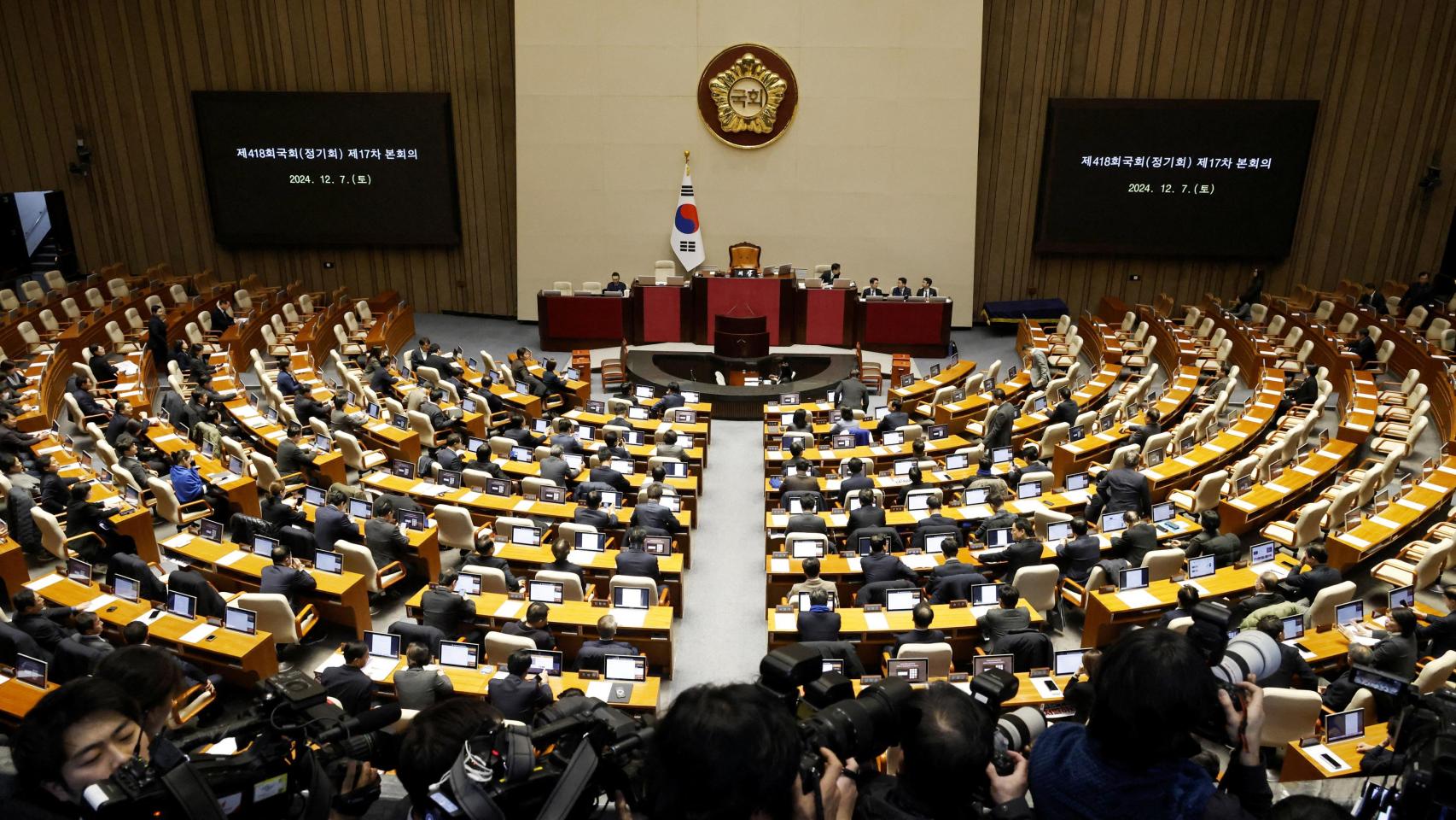 La Asamblea Nacional de Corea del Sur vota sobre la moción para destituir a Yoon.