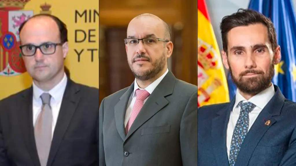 Juan Ignacio Díaz Bidart (ex jefe de gabinete de Industria), Carlos Moreno (actual jefe de gabinete de Hacienda) y Rafael Pérez (exjefe de gabinete de Interior y actual secretario de Estado) en un fotomontaje.