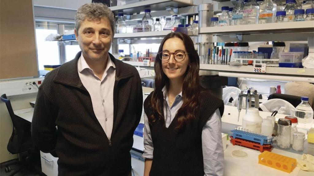 Miguel Chillón, que dirige el Grupo de Terapia Génica para el Sistema Nervioso Central de la UAB y lidera este estudio, y Laura Rodríguez, que participa con una beca predoctoral INPhINIT Retaining.