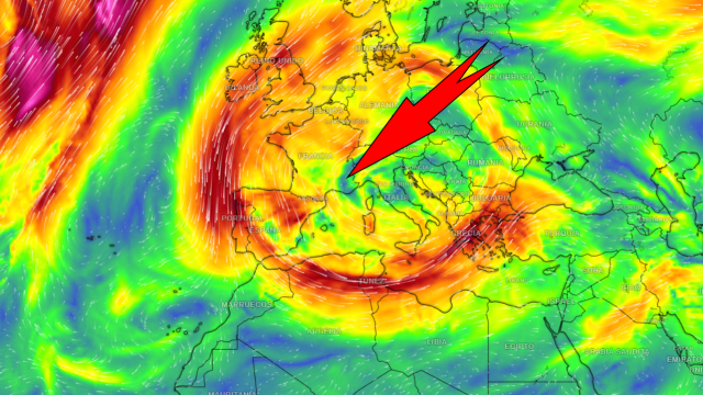 Las masas de aire frío impulsadas por la borrasca Darragh sobre Europa.