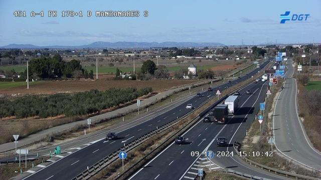 Kilómetro 178 de la A-4 en Manzanares. Foto: DGT.