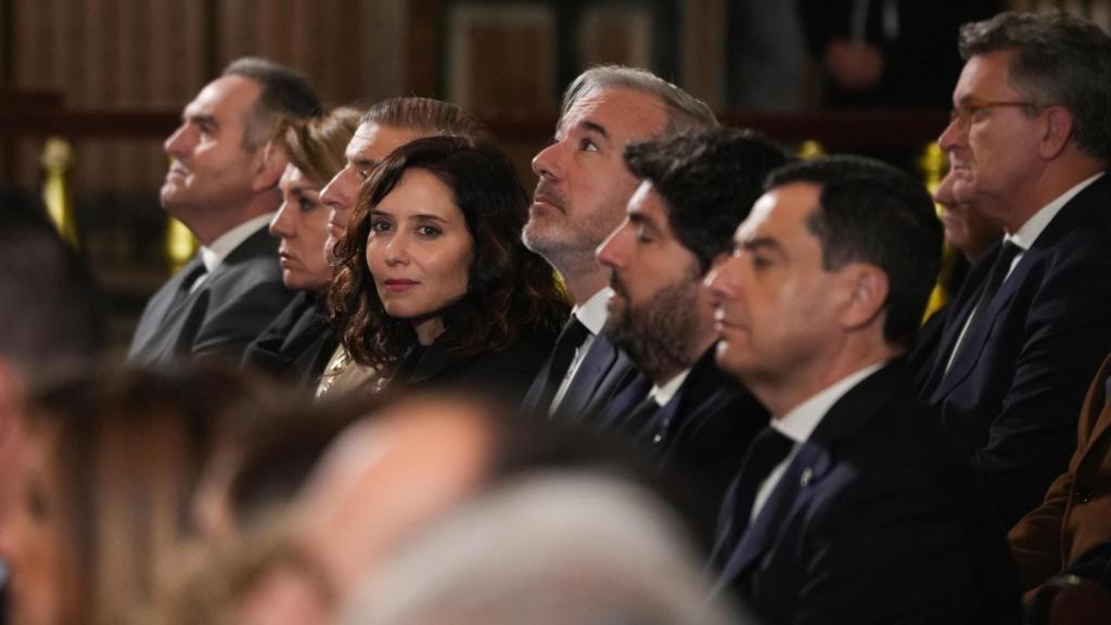 Los presidentes de la Comunidad de Madrid, Aragón, Murcia y Andalucía, en el funeral por las víctimas de la DANA.