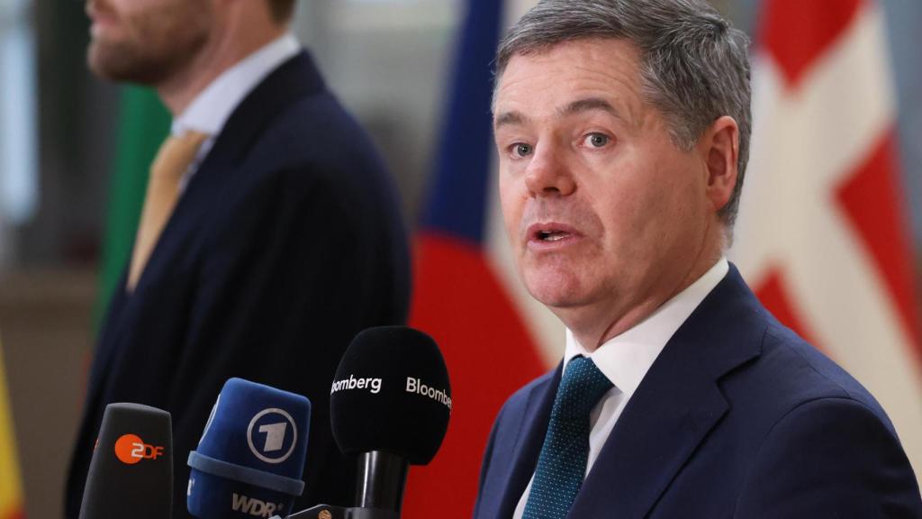 El presidente del Eurogrupo, Paschal Donohoe, durante la reunión de este lunes en Bruselas