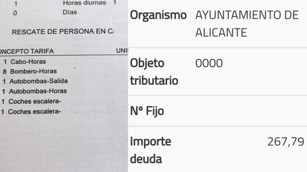 La factura por rescate de persona que recibió Janis Lago en marzo de 2023, junto con la notificación de embargo de cuenta.