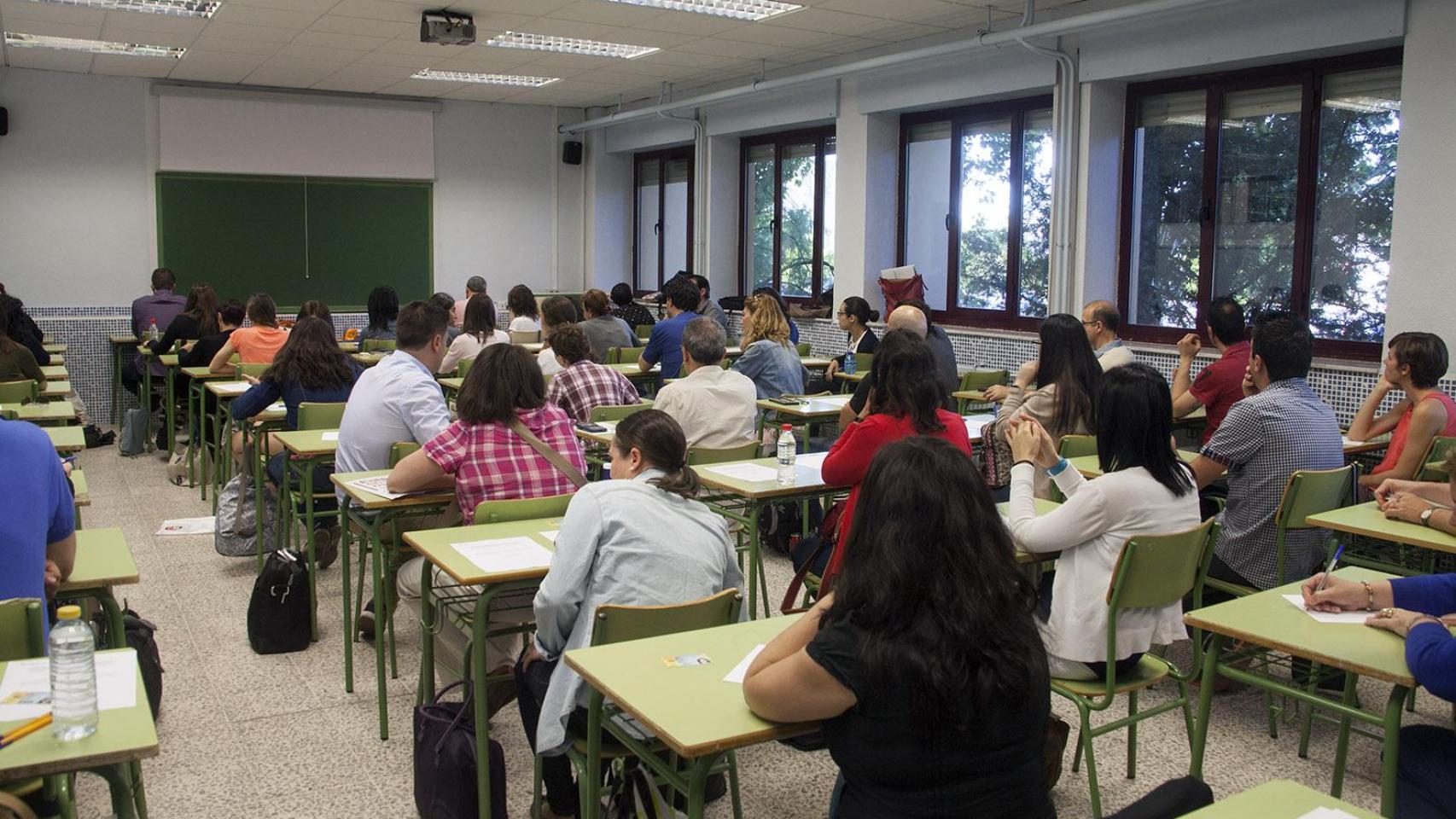 Imagen de un examen de oposiciones en Castilla y León