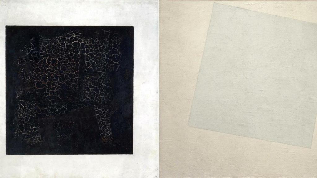 Cuadrado negro, 1915. Museo del Hermitage / Blanco sobre blanco, 1918. MoMA. Kasímir Malévich.