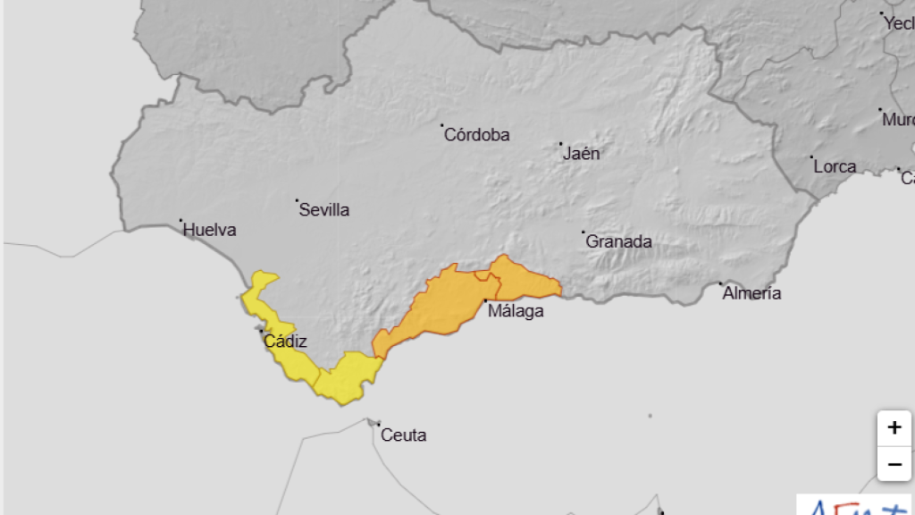 Mapa de la Agencia Estatal de Meteorología para este jueves en Andalucía.