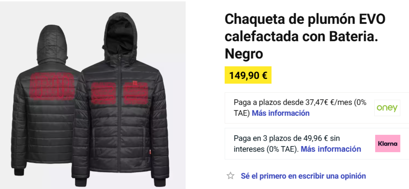 Chaqueta de plumón EVO calefactada con Batería.