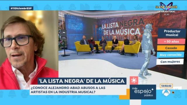 Alejandro Abad destapa en 'Espejo Público' los abusos en la música y apunta a un productor: Si quieres fama, cama