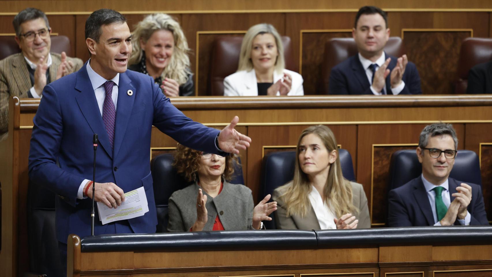 El presidente del Gobierno, Pedro Sánchez, este miércoles en el Congreso.